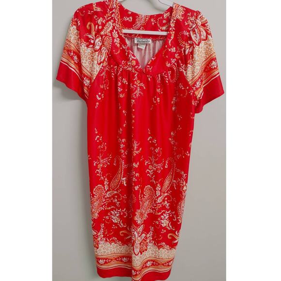 Anthony Richards House Lounge Dress Red Paisley Hawaiian MuMu Large - Picture 1 of 4
